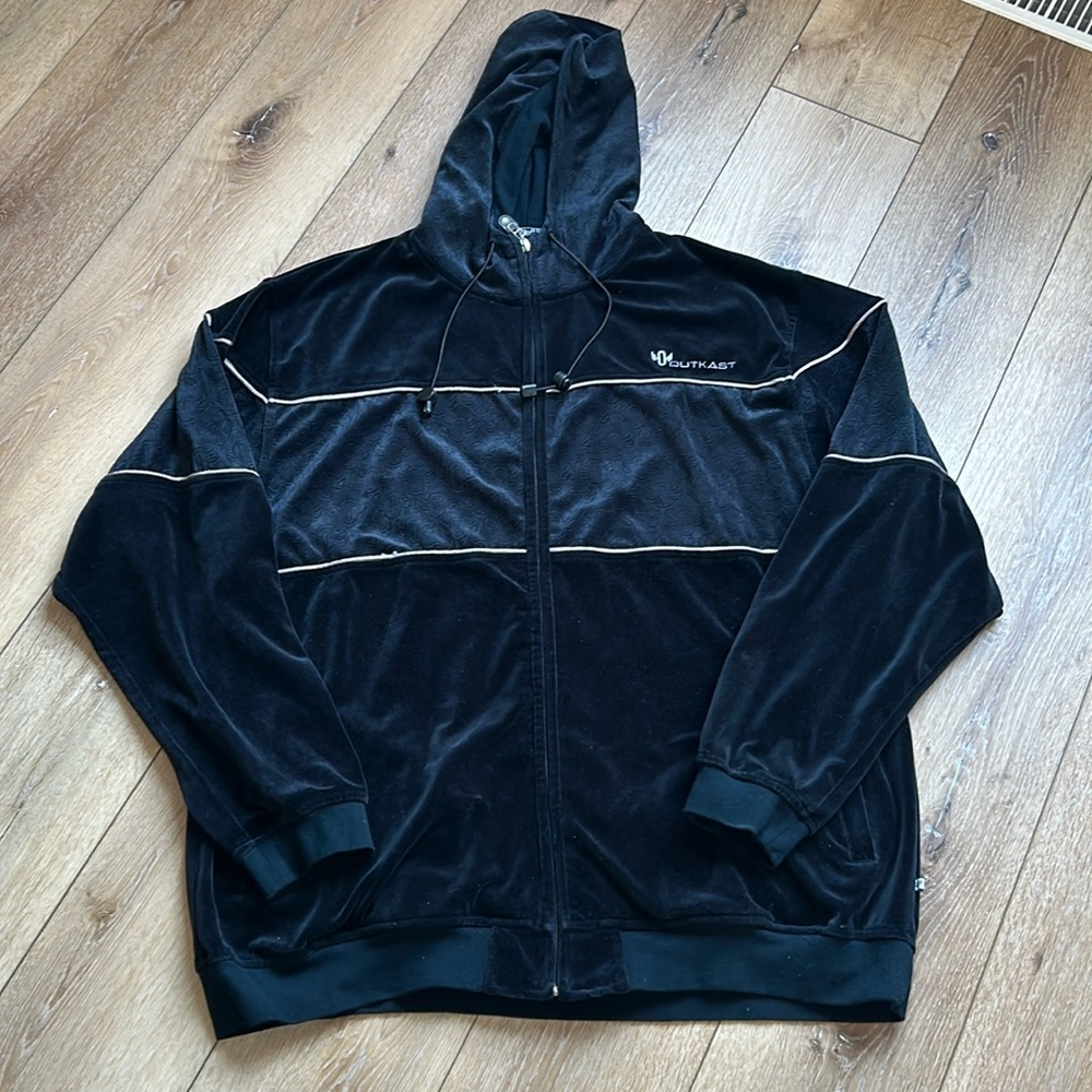Vintage Outkast Velour Velvet Men’s FULL ZIP LOGO TRACK JACKET Black XL …